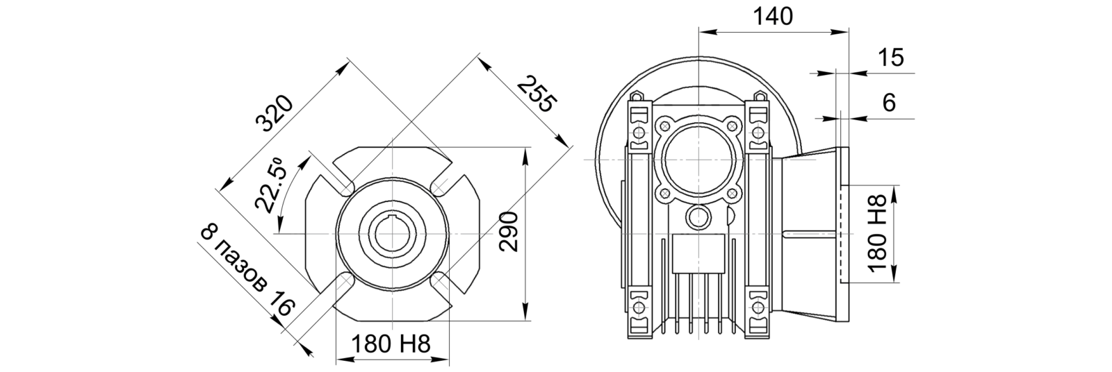 NMRV130-25-36-2.2 Технические характеристики и размеры